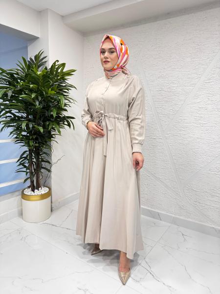 CEREMONY 6702 ANJELİK ÖNDEN YARIM DÜĞMELİ ELBİSE TAŞ