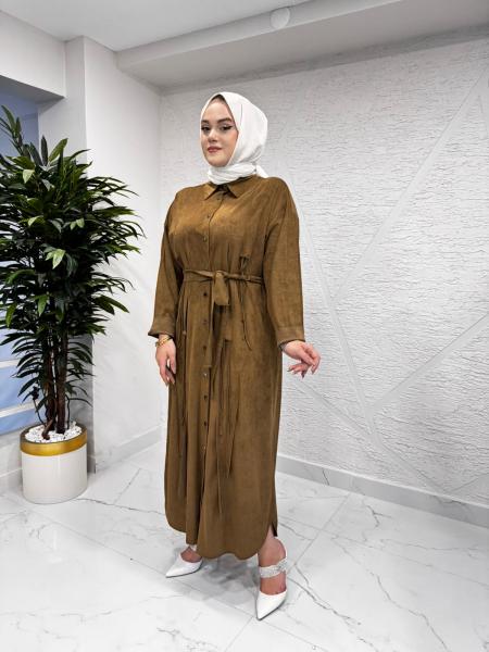 CEREMONY 6721 SÜET GÖMLEK ELBİSE CAMEL