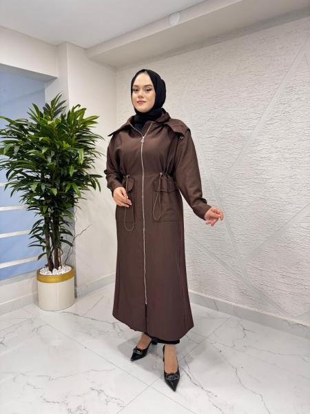 CEREMONY 6801 YANLARI ÇELİK GARNİLİ BELDEN BÜZGÜLÜ FERMUARLI DUBAI KAP KAHVERENGİ