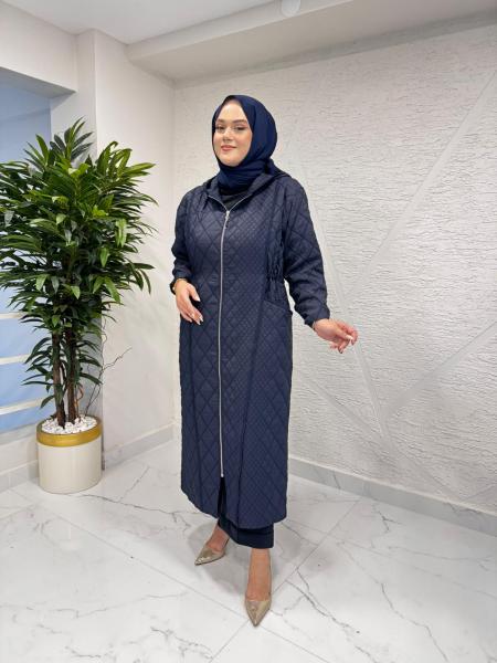 CEREMONY 6838 KAPÜŞONU FERMUAR DETAYLI BAKLAVA KAPİTÖNE KAP LACİVERT