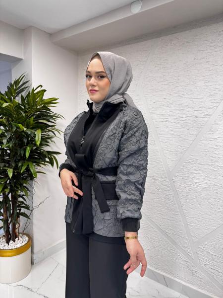 CEREMONY 6848 SANTANA ÖRME GARNİLİ KISA KAP GRİ