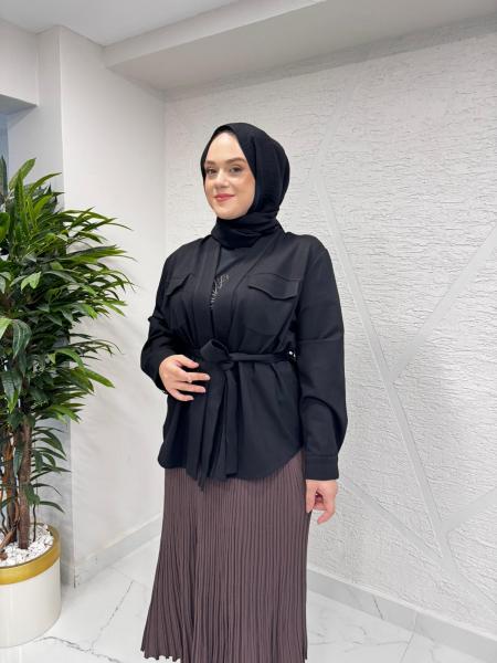 CEREMONY 6849 ÖNÜ AÇIK ŞAL YAKA CEKET SİYAH