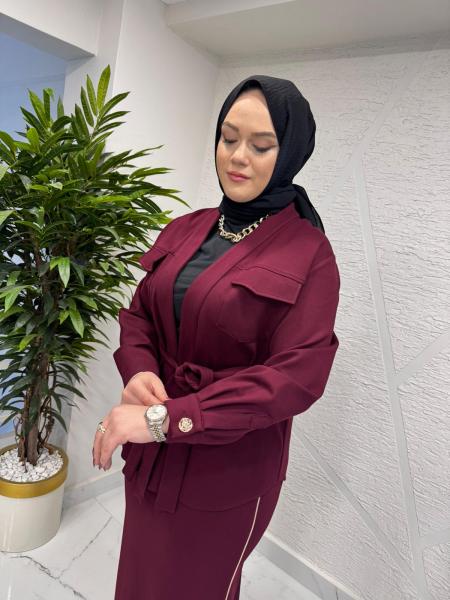 CEREMONY 6849 ÖNÜ AÇIK ŞAL YAKA CEKET MÜRDÜM