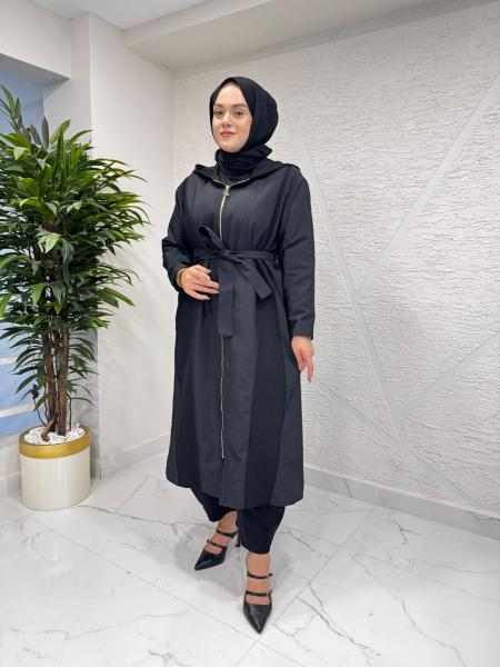 CEREMONY 6897 ARA BİYE DETAYLI ÖNDEN FERMUARLI DUBAI GARNİLİ KAP SİYAH