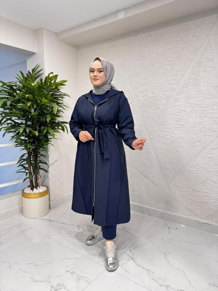 CEREMONY 6897 ARA BİYE DETAYLI ÖNDEN FERMUARLI DUBAI GARNİLİ KAP LACİVERT