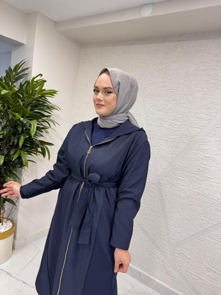 CEREMONY 6897 ARA BİYE DETAYLI ÖNDEN FERMUARLI DUBAI GARNİLİ KAP LACİVERT