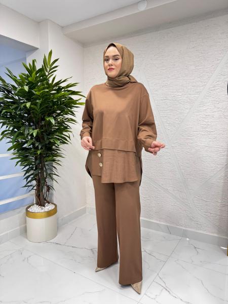 CEREMONY 6931 ÖNÜ GOLD DÜĞME DETAYLI PANTOLONLU TAKIM CAMEL