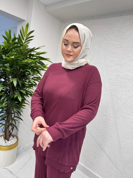 CEREMONY 6959 YÜN İŞLEMELİ PANTOLONLU TAKIM BORDO