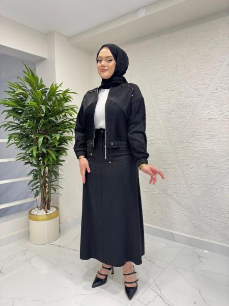 OTTO 7423 FİLE KOMBİNLİ ETEKLİ TAKIM SİYAH