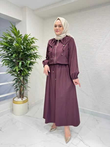 OTTO 7439 YAKA BÜZGÜLÜ ETEKLİ TAKIM BORDO