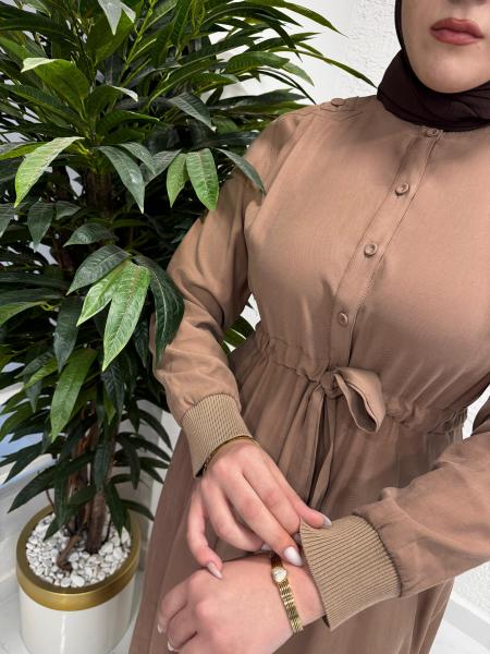 CEREMONY 6702 ANJELİK ÖNDEN YARIM DÜĞMELİ ELBİSE NUDE
