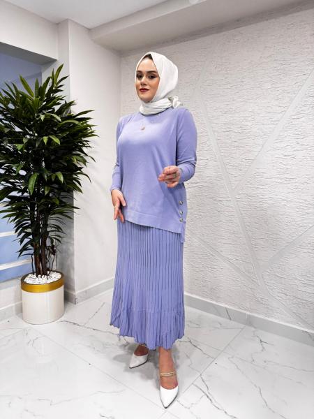 MİSSA ASMİN KELEBEK TRİKO ETEK TAKIM LİLA