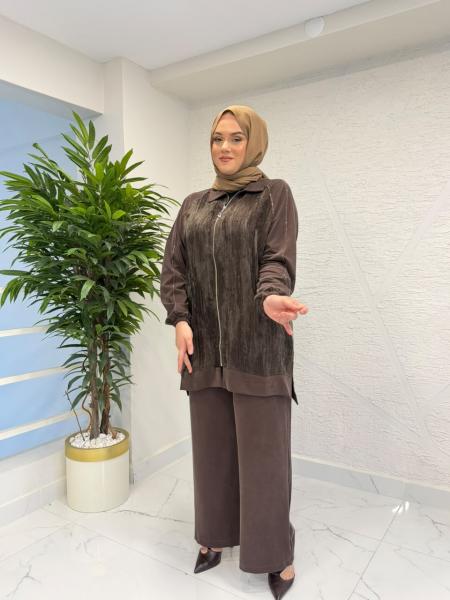 BLUE DAYS 26359 PANTOLON TAKIM KAHVERENGİ