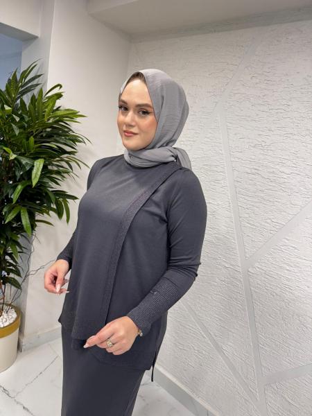 MİSSA ELEGANE SİMLİ MERSERİZE TAKIM ANTRASİT