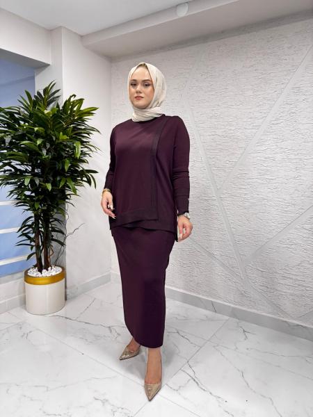 MİSSA ELEGANE SİMLİ MERSERİZE TAKIM KARADUT