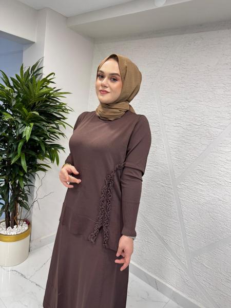 MİSSA FERAH MERSERİZE TAKIM KAHVERENGİ