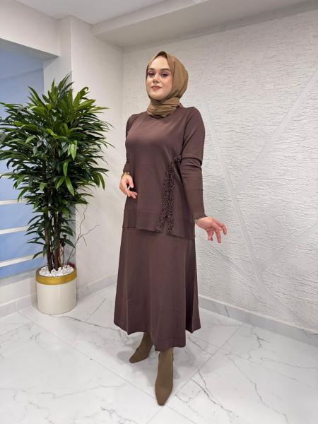 MİSSA FERAH MERSERİZE TAKIM KAHVERENGİ