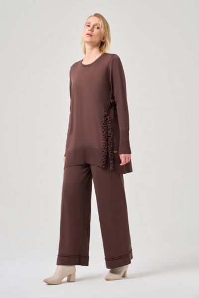 MİSSA SOĞUK İP FIRFIR TUNİK KAHVERENGİ