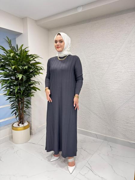 MİSSA K-26 ASTANA TRİKO ELBİSE ANTRASİT