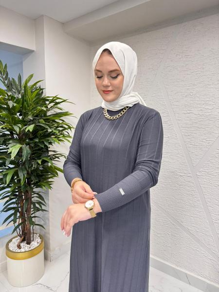 MİSSA K-26 ASTANA TRİKO ELBİSE ANTRASİT