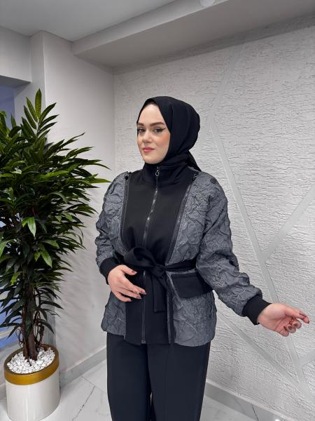 CEREMONY 6848 SANTANA ÖRME GARNİLİ KISA KAP GRİ