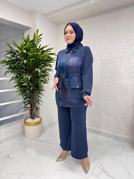 YAREN CLARA 2297 ÇİFT CEP PİKE PANTOLON TAKIM LACİVERT