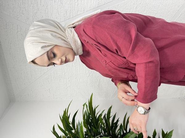 CEREMONY 5938 ÇAPRAZ BANTLI ÜZERİ DÜĞME DETAYLIPASION ETEKLİ TAKIM KIRMIZI
