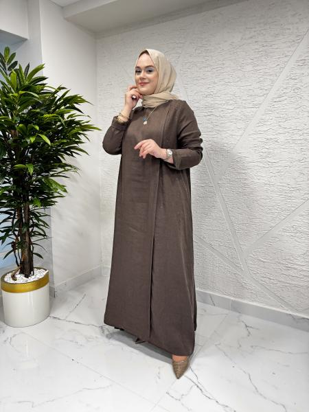 MİSSA K005 BLOK ELBİSE KAHVERENGİ