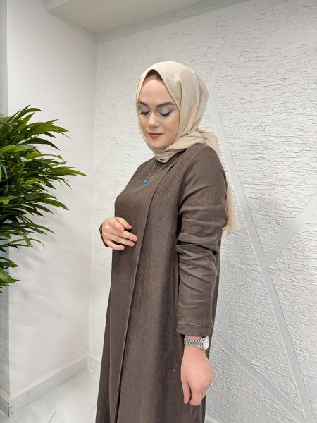 MİSSA K005 BLOK ELBİSE KAHVERENGİ