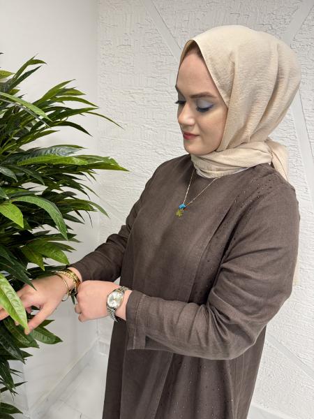 MİSSA K005 BLOK ELBİSE KAHVERENGİ