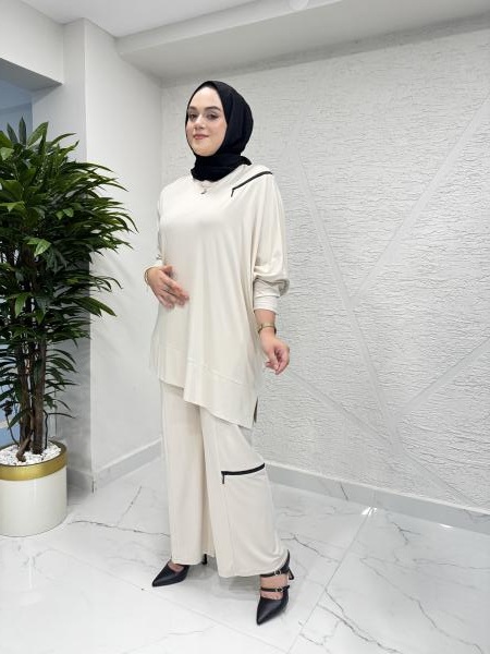 CEREMONY 5940 OMUZU VE PANTOLONU FERMUAR DETAYLI BAMBU TAKIM SÜT KÖPÜĞÜ