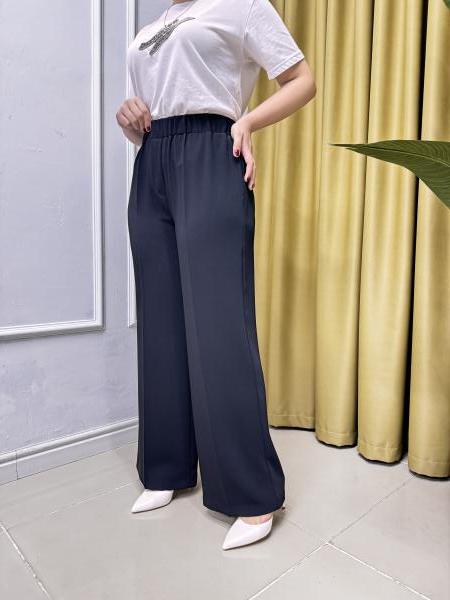 SENTEZ 5580 COLMAR BELİ LASTİKLİ GENİŞ PAÇA PANTOLON SİYAH