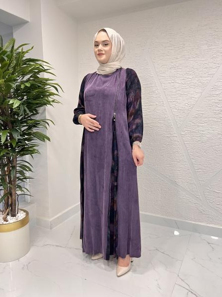 MISS MODISH 8130 İPEK ELBİSE MOR