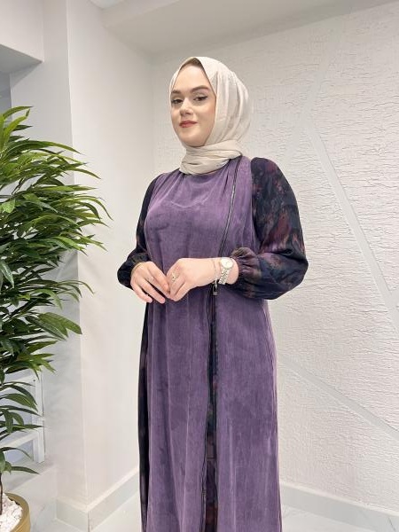 MISS MODISH 8130 İPEK ELBİSE MOR