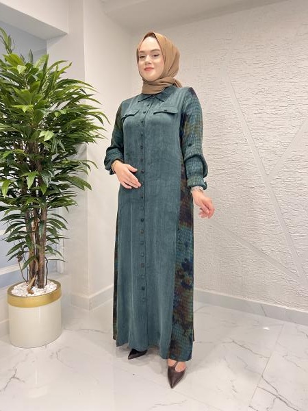 MISS MODISH 8127 İPEK ELBİSE YEŞİL