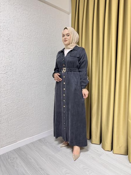 MISSEMRAMISS 4819 SPECIALE SETA ELBİSE ANTRASİT