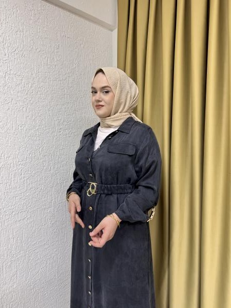 MISSEMRAMISS 4819 SPECIALE SETA ELBİSE ANTRASİT