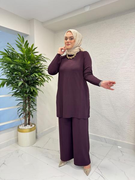 MİSSA FİTİL MERSERİZE PANTOLON TAKIM BORDO