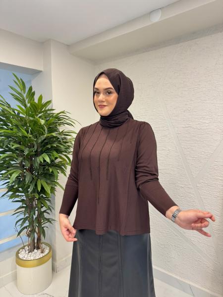 MİSSA RAYON BRİT BLUZ KAHVERENGİ