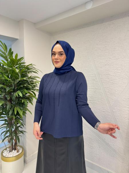 MİSSA RAYON BRİT BLUZ LACİVERT