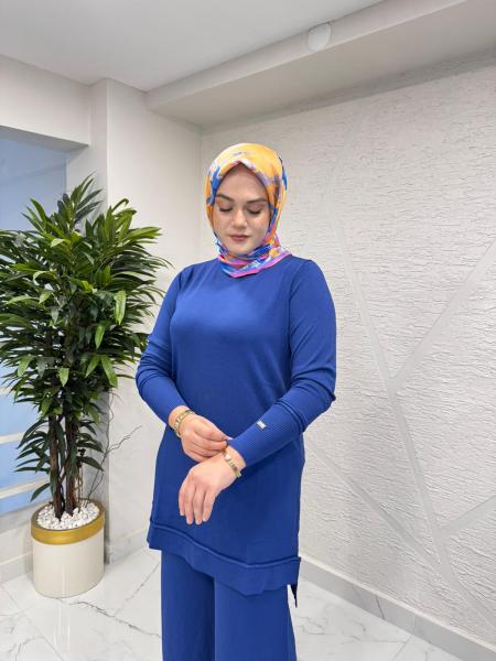 MİSSA SOĞUK İP PERMA PANTOLON TAKIM SAKS