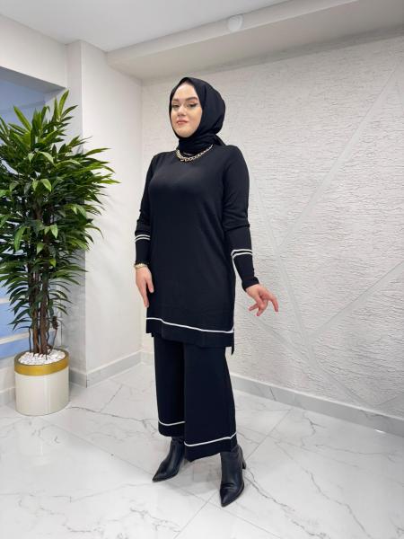 MİSSA SOĞUK İP PERMA TAKIM ÇİZGİ SİYAH