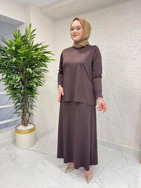 MİSSA ROYAL ÖRME ŞERİT TAKIM KAHVERENGİ