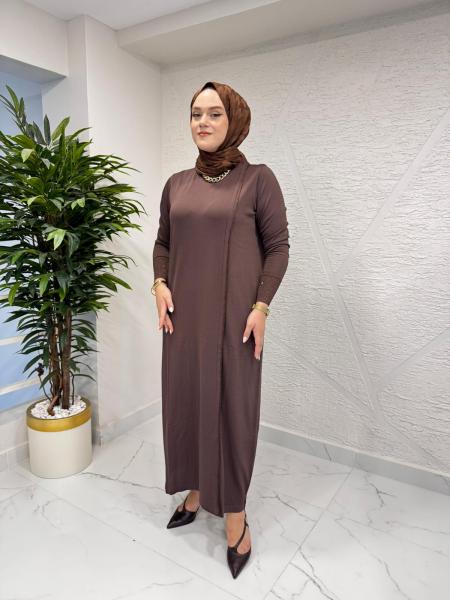 MİSSA SOĞUK İP SİM ELBİSE KAHVERENGİ