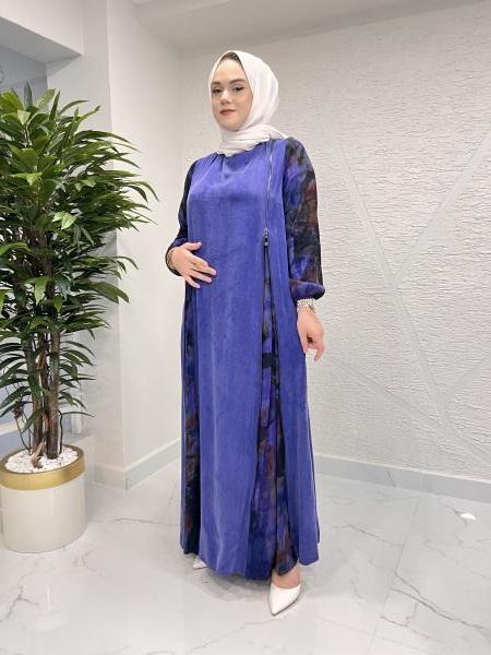 MISS MODISH 8130 İPEK ELBİSE AÇIK MOR