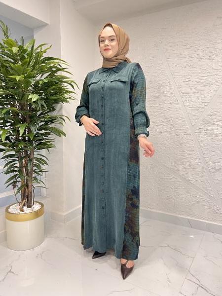 MISS MODISH 8127 İPEK ELBİSE YEŞİL