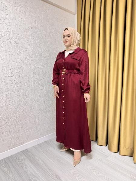 MISSEMRAMISS 4819 SPECIALE SETA ELBİSE BORDO