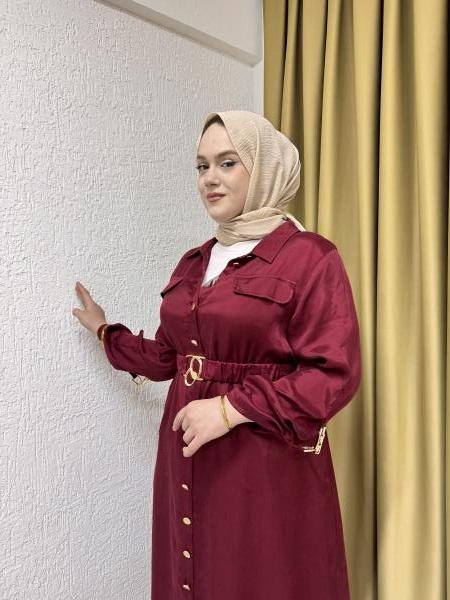 MISSEMRAMISS 4819 SPECIALE SETA ELBİSE BORDO