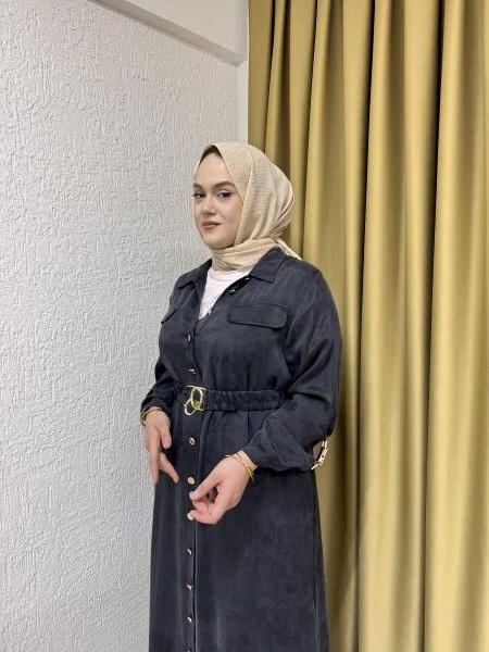 MISSEMRAMISS 4819 SPECIALE SETA ELBİSE ANTRASİT